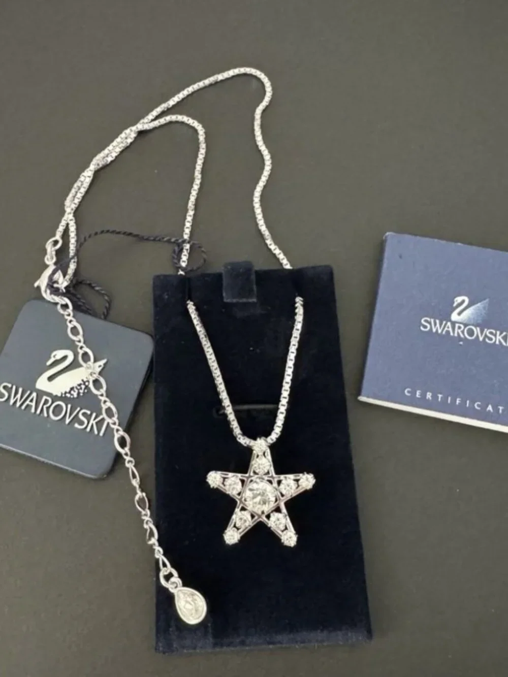 Swarovski Star Pendant Necklace Crystal Silver Tone Chain 2005 Jewelry 877534